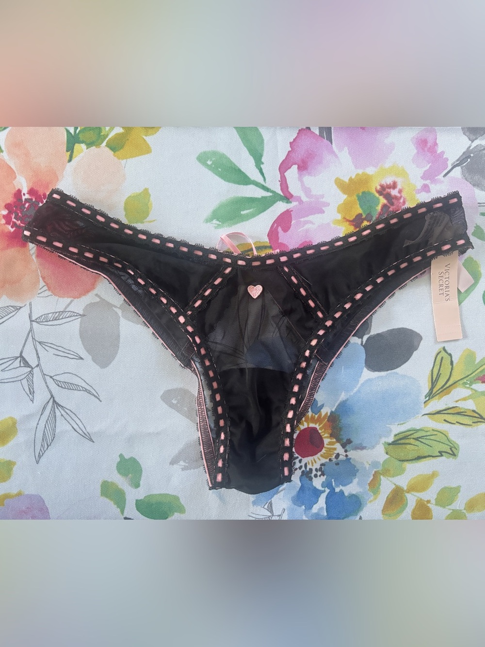 Victoria’s Secret - Women’s Black Mesh Cheeky Panties